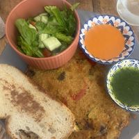 Chickpea omelette plate  at The Vegan Shack in Panama City