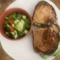 Breakfast sandwich with side saladd  at The Vegan Shack in Panama City