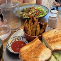 TLT was divine even the bread was toasted to perfection. It came w salad or fries, so glad we got fries they were delicious, as was Autumn Salad. Pretty in Pink smoothie delicious at The Vegan Shack in Panama City