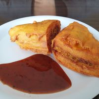 Bread pakora with tamarind based sauce at Om Vegetarian Tarneit in Tarneit