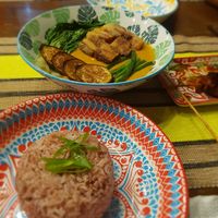 Kare kare with rice, so flavourfull! Recommended! at Cosmic Siargao in Siargao