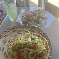 Baked Falafel, side salad, green apple and ginger juice    at Good Wishes Cafe in Shreveport