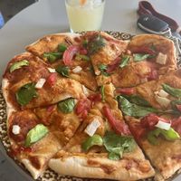 Customized pizza with homemade vegan cheese   at Good Wishes Cafe in Shreveport
