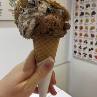 Vegan gelato - cookie, choc-hazlenut (kiss) and coffee. Yum! at Casa del Gelato in Carlton