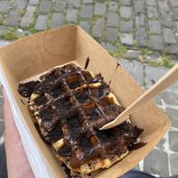 vegan chocolate waffle with oreos  at Chocolate Bar Brugge in Bruges