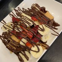 Waffle with fruit and chocolate  at Chocolate Bar Brugge in Bruges