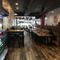 Seating inside at The Hummus & Pita in New York City