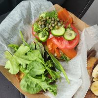 Bagel with "lox" at YEMVegan in Vineyard Haven