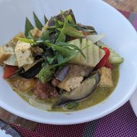 Green Curry with rice at Aroi Makmak Thai Station in San Juan Siquijor