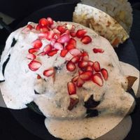 Today October 5th Wednesday Chiles en Nogada veganos at Tazon de Barro in Guanajuato