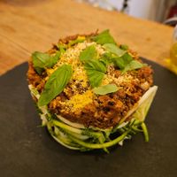 Cauliflower Bolognese with Zucchini "Pasta" at Tazon de Barro in Guanajuato