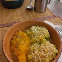 Local pumpkin with broccoli and rice, topped with roasted sesame at Piccola Gastronomia da Elsa in Salerno