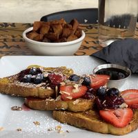 French toast and burnt home fries 😐 at Urban Vegan Kitchen in New York City