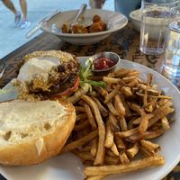 super dope burger & buffalo cauliflower  at Urban Vegan Kitchen in New York City