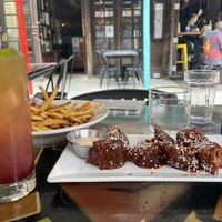 Korean wings, fries + a mocktail  at Urban Vegan Kitchen in New York City