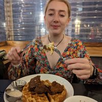 Chicken and waffles was tasty at Urban Vegan Kitchen in New York City