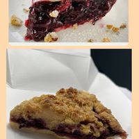 Black and Blue Pie (Top=ad bottom=actual)  at Urban Vegan Kitchen in New York City