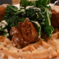 Chicken and waffles  at Urban Vegan Kitchen in New York City