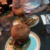 Burger with fries   at Urban Vegan Kitchen in New York City