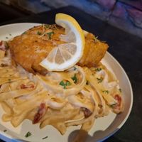 Pasta salmon at Urban Vegan Kitchen in New York City