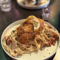 No salmón with pasta  at Urban Vegan Kitchen in New York City