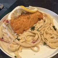Salmon fettuccine  at Urban Vegan Kitchen in New York City