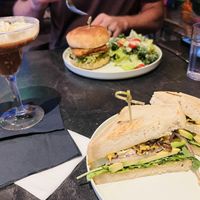 We loved both of our sandwiches, solid mocktails too.... I had an espresso martini.   at Urban Vegan Kitchen in New York City