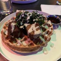 Chicken and waffles (so good)  at Urban Vegan Kitchen in New York City