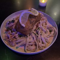 Salmon pasta  at Urban Vegan Kitchen in New York City
