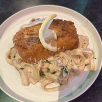 Salmon fettuccine   at Urban Vegan Kitchen in New York City