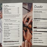 Menu at Nut House in Willemstad