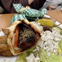 Kofta plate (with greek salad and potatoes)  at Veganarie - Resto Végan in Montreal