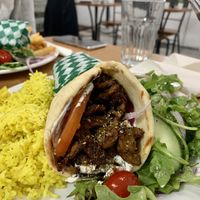 Gyro plate (with rice and house salad)  at Veganarie - Resto Végan in Montreal