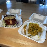 Guac burger + Mac n cheese!   at Black Leaf Vegan Cafe in Indianapolis