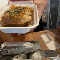 Breakfast burger with tots  at Black Leaf Vegan Cafe in Indianapolis