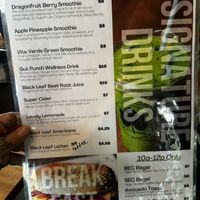 Menu   at Black Leaf Vegan Cafe in Indianapolis