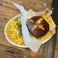 Guac burger with mac and cheese   at Black Leaf Vegan Cafe in Indianapolis