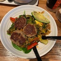Vegan sweet and spicy kebab bowl at Pressed Cafe in Salem