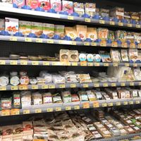 Variety of vegan cheeses etc at Naturalia in Bolzano