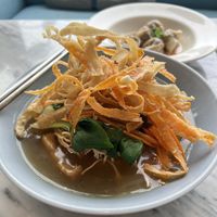 Vegan yee mee noodles, swimming in gravy  at Real Food 真食 - Orchard in Central Singapore