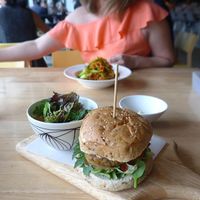 Lentil croquette burger at Real Food 真食 - Orchard in Central Singapore