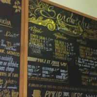 Vegan choices on sandwich board  at Brighter Day Natural Foods in Savannah