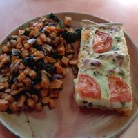 veggie quiche with yam salad at Julia's Kitchen in Boulder