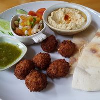 Hummus and falafel plate at Cat House in Chiang Mai