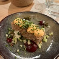 “Smoked salmon” - strange that it was sauce on top of bread  at Verdō in Brussels