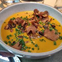 Jerusalem artishoke and winter vegetables soup at Verdō in Brussels