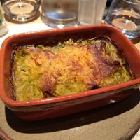 daily special: lasagna verde with green peas at Verdō in Brussels