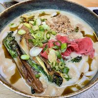 Tantanmen ramen – creamy broth, minced soya, pak choi and pickled radishes 25€ (May 2026 menu)  at Verdō in Brussels