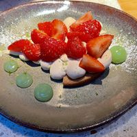 Breton shortbread with lime, croissant-infused cream and diced fresh strawberries 12€ (May 2026 menu)  at Verdō in Brussels