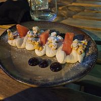 Amazing dessert! Popcorn watermelon cream raspberry at Verdō in Brussels